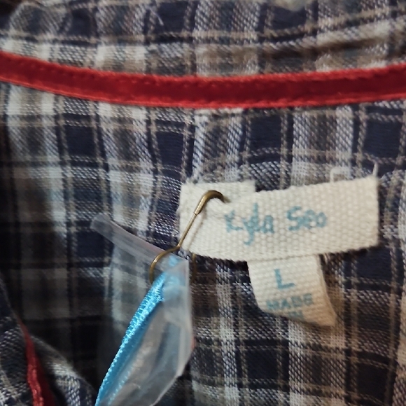 KYLA SEO Embroidered Plaid Tessa Tunic Top L - Picture 2 of 8